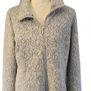 WEEKENDS BY CHICO'S Quilted Zip Front Gray Jacket Size 1 (6/8)